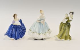 Royal Doulton Figures ( 3 ) In Total. Comprises 1/ Elaine - Pretty Ladies. HN4718. 2/ First Dance