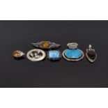 A Fine Collection of Vintage Stone Set Silver Jewellery Items ( 6 ) Six In Total. All Fully