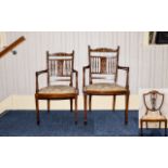 Edwardian - Gillows Fine Quality Set of 3 Grained Rosewood Saloon Chairs with Extensive Marquerty