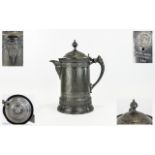 Large 19thC American Rogers & Bro Triple Plate Pitcher, Hinged Top, Engraved And Embossed Decoration