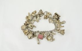 A Good Vintage Silver Charm Bracelet Loaded with 40 Charms, All Marked for Silver - Please See