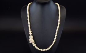 Very Impressive and Good Quality Antique Long Graduated Beaded Necklace with Small Attached Well