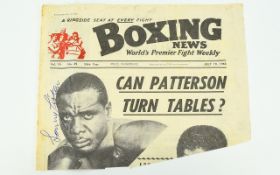 Sonny Liston Autograph on Boxing Part Cover Paper. Obtained 1960's - Rare.