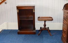 Small Bookcase And Occasional Table Reproduction neoclassical bookcase in dark wood with two