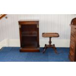 Small Bookcase And Occasional Table Reproduction neoclassical bookcase in dark wood with two