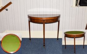 An Early 19th Century Mahogany Fold Over Demilune Card Table,