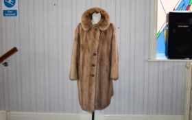 Golden Blonde Mink Coat Three quarter vintage coat in plush blonde mink with side seam pockets and