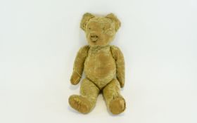 Chad Valley Very Early and Rare Button In Ear Fully Jointed Mohair / Wool Well Loved Teddy Bear,