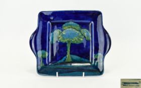 William Moorcroft Rare Moonlit Blue Landscape Design Two Handled Tray, circa 1922. Only a very few