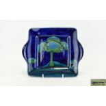 William Moorcroft Rare Moonlit Blue Landscape Design Two Handled Tray, circa 1922. Only a very few