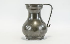Irish - Early 18th Century Pewter Jug with Spout and Handle with Hammered Punch Mark - Please See
