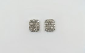 Diamond Baguette Cut Rectangular Stud Earrings, .5+ct of closely prong set baguette diamonds,