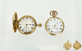 Waltham Open Faced Pocket Watch, The 50mm Plated Case Of Circular Form, White Enamelled Dial With