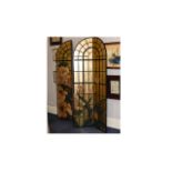 Four Panel Screen Large contemporary oriental style room divider in black lacquered wood with pale