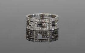 18ct White Gold Diamond Gucci Style Ring,