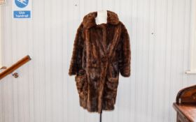 Vintage Mink Coat Ladies Three quarter fur coat with revere collar,