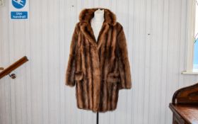 Vintage Mink Coat Mid length plush golden brown mink coat with front patch pockets,