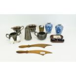 A Mixed Collection Of Pewter And Collectibles Approx 13 items in total to include, flour sifter,