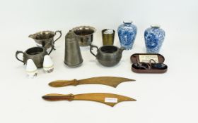 A Mixed Collection Of Pewter And Collectibles Approx 13 items in total to include, flour sifter,