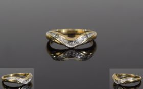 A 9ct Yellow Gold Diamond Set - Wishbone Ring. Fully Hallmarked - Please See Photo.