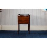 19thC Bedside Cabinet, Gallery Top Above A Single Inlaid Door, Raised On Straight Square Legs.