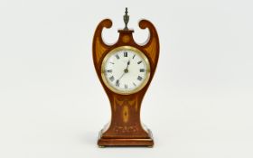 Edwardian Mantle Clock, Mahogany Case, White Enamelled Dial, Roman Numerals, Movement Replaced,