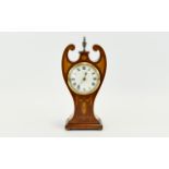 Edwardian Mantle Clock, Mahogany Case, White Enamelled Dial, Roman Numerals, Movement Replaced,