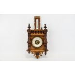 Vintage Barometer small barometer housed in ornate carved wood Bavarian Style square casing.