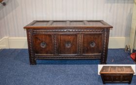 Early 18th Century Well Proportioned Oak Coffer / Chest, 4 Panels, Top / Cover with 3 Front Panels,