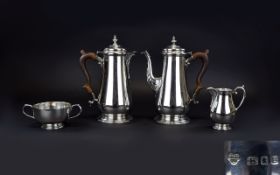 Mid 20th Century Top Quality Solid Silver Matched Four Piece Coffee Silver of Nice Form. Comprises