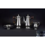 Mid 20th Century Top Quality Solid Silver Matched Four Piece Coffee Silver of Nice Form. Comprises