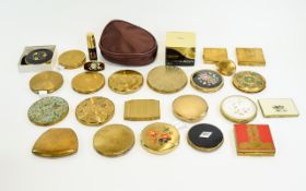 A Mixed Collection Of Vintage Compacts And lipstick Mirrors A varied collection of approx 27 items