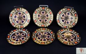 Royal Crown Derby Old Imari Pattern Set of Six Side Plates. Pattern 1128 & Date 1919. Wonderful