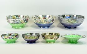 Maling Lustre Ware Collection Of Large Bowls Seven in total, each a restoration project, to include,