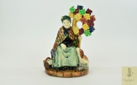 Royal Doulton Very Rare Figure. 'The Windmills Lady' HN 1400. Colour Yellow, Green and Orange.