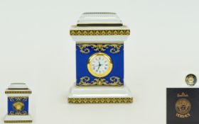 Rosenthal Versace Mini Clock Small clock in cobalt blue white and gold.