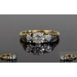 Ladies 18ct Gold and Platinum Single Stone - Brilliant Cut Diamond Ring, Mounted In Four White