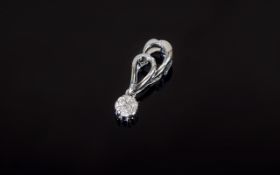White Gold Diamond Cluster Pendant, Set With Round Cut Diamonds. Commercial White Diamond.