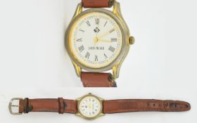 Gents Wristwatch In Black case with brown leather strap