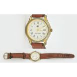 Gents Wristwatch In Black case with brown leather strap