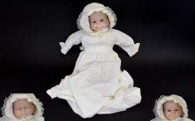 Vintage Bisque Three Faced Infant Doll Rare and unusual doll with cloth hand stitched body and