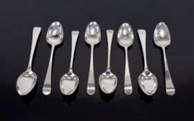 George III Set of Six Silver Teaspoons. Hallmark London 1790 + a Further Two George III Silver