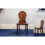 Victorian Period Good Quality Carved Mahogany Hall Chair,