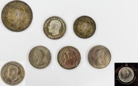 George IV 1821 Silver Crown Also An 1821 Crown Seven items in total to include five other mixed