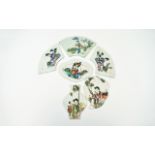 Collection Of 6 Chinese Porcelain Segments/Panels All Figural Of Shaped Form, 2 Appear 18/19thC A/F