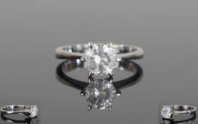 Ladies Top Quality 18ct White Gold Set Single Diamond Ring, The Brilliant Cut Diamonds of