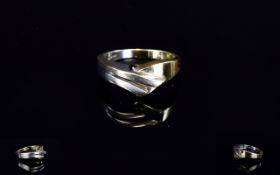 14ct Two Tone Gold Wishbone Shaped Contemporary Ring. Marked 585. Ring Size P. As New Condition. 5