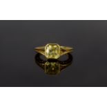 Green Gold Quartz Asscher Cut Solitaire Ring, a natural green gold quartz of 2.25cts, in the unusual