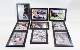 A Varied Collection Of Autographed Football And Sporting Star Photographs Nine in total each framed