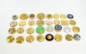 A Large And Varied Collection Of Vintage Powder Compacts Approximately eighty items to include